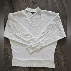 szM‎ Chic White Knit Cutout Pullover Sweater Spring Bridal Shower Brunch Career